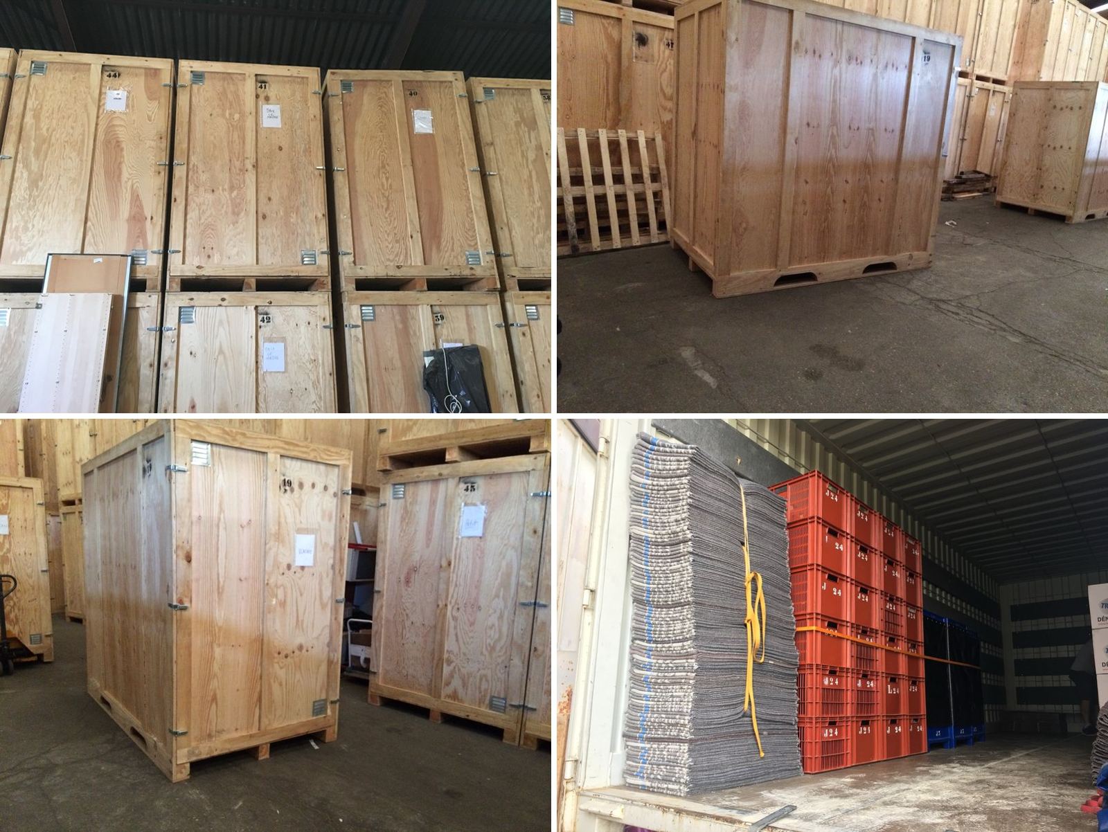 Caisses de garde-meubles en bois et matériel de protection