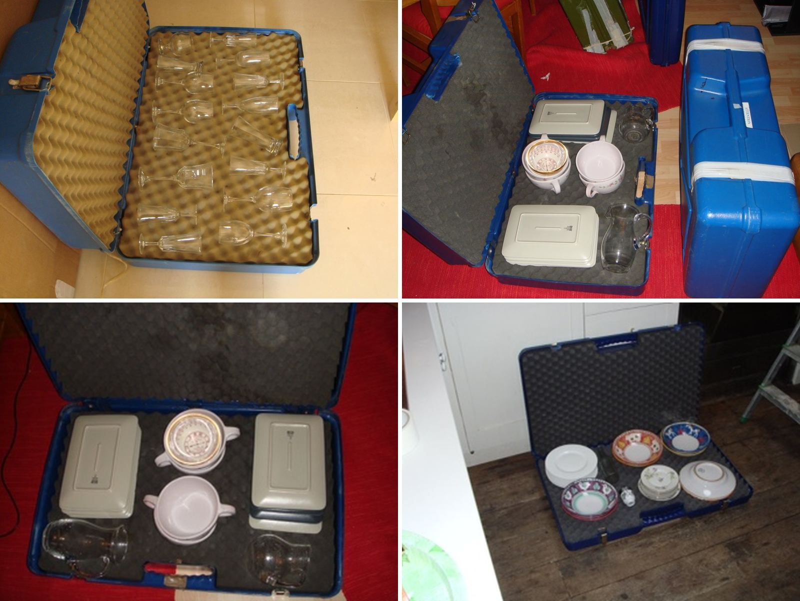 Valises rigides en mousse pour verres et vaisselle
